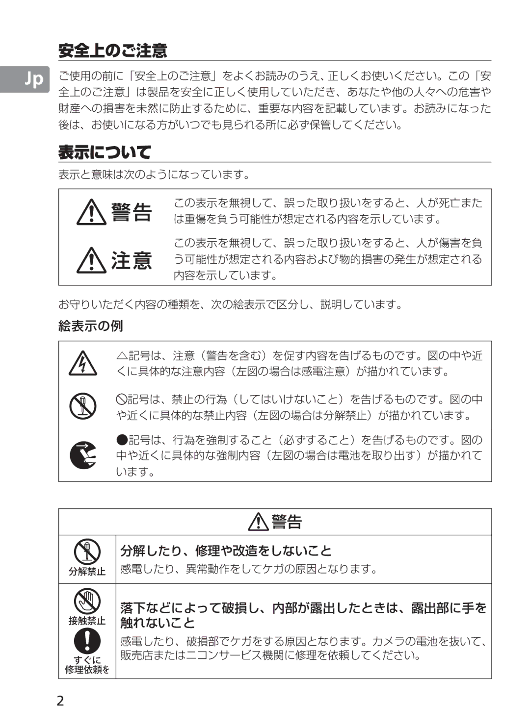 Nikon 2187 manual 安全上のご注意 