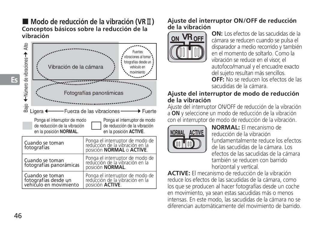 Nikon 2193 manual Conceptos básicos sobre la reducción de la vibración, Normal El mecanismo de Reducción de la vibración 