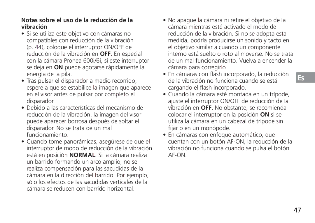 Nikon 2193 manual Notas sobre el uso de la reducción de la vibración 