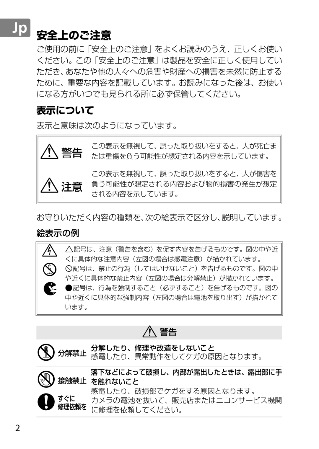 Nikon 2196 user manual 安全上のご注意 