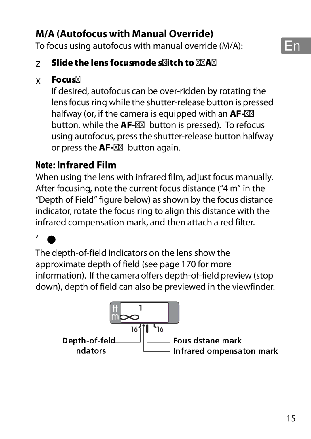 Nikon 2201 user manual Depth of Field, Autofocus with Manual Override 