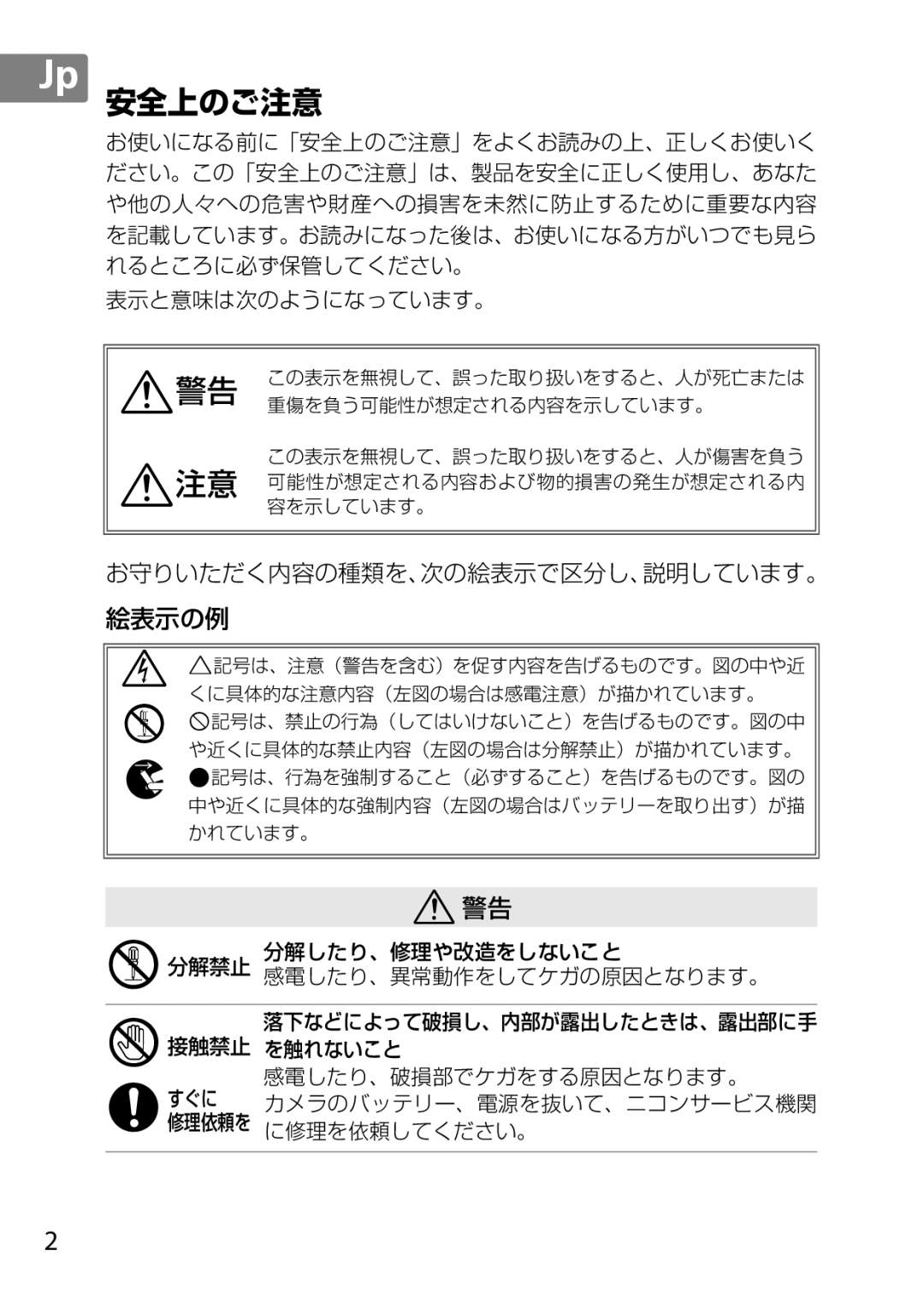 Nikon 2201 user manual 安全上のご注意 