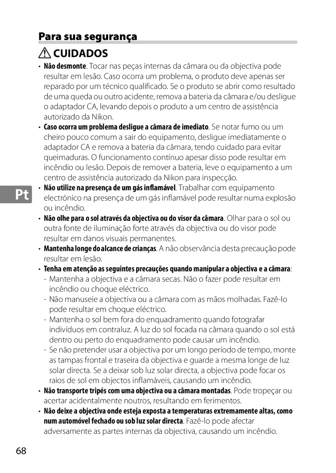 Nikon 2201 user manual Para sua segurança, Cuidados 