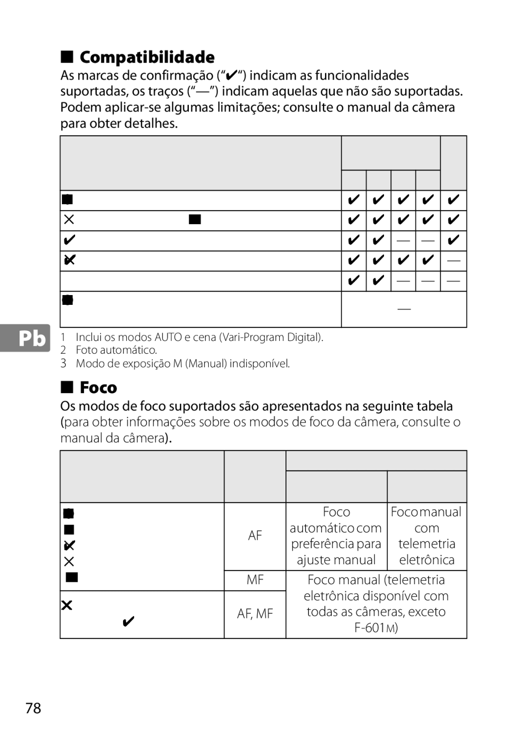 Nikon 2201 user manual Foco, Câmera, Séries F4, F90X, séries F90, séries F70, Com 