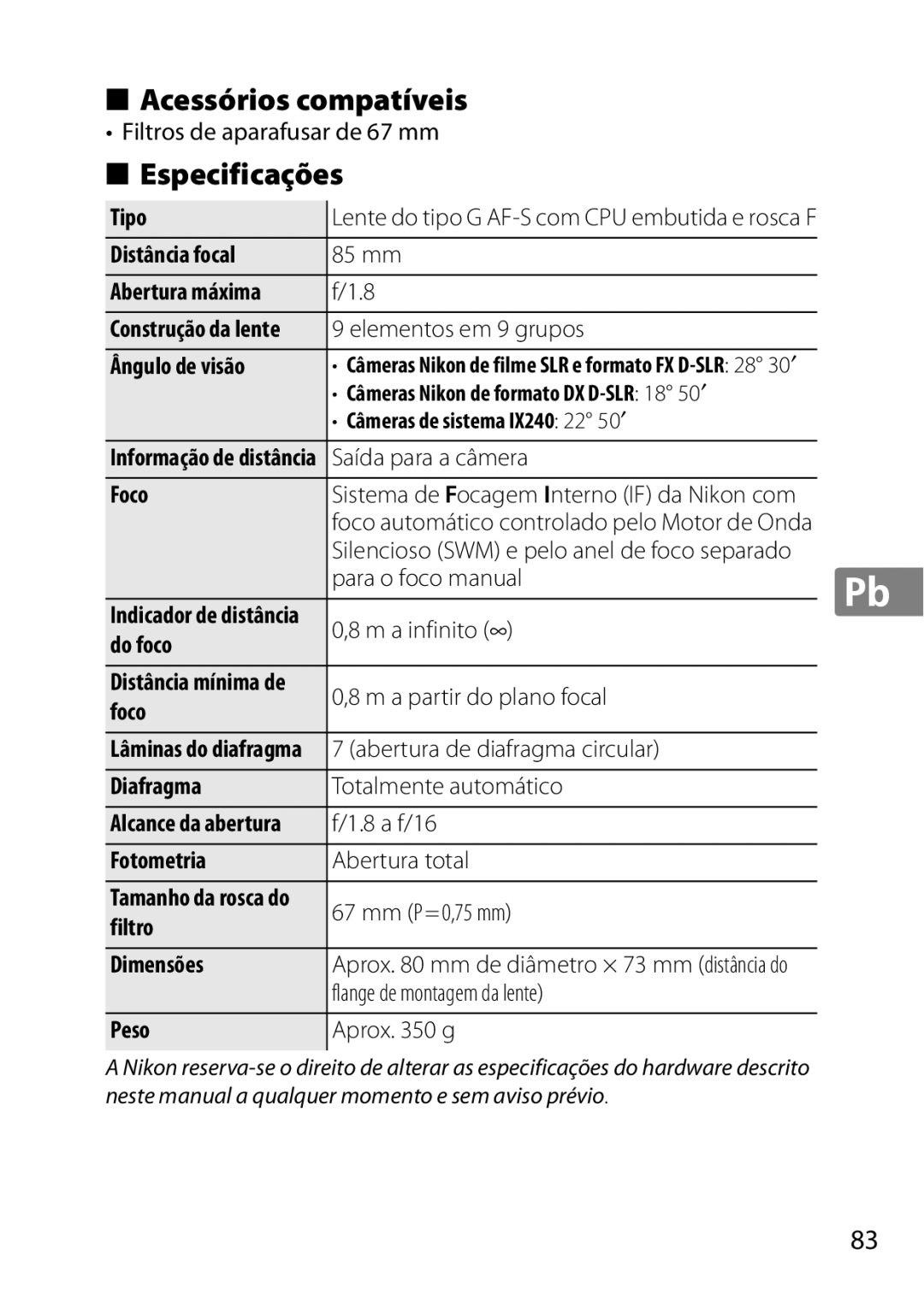 Nikon 2201 user manual Foco, Do foco, Fotometria 