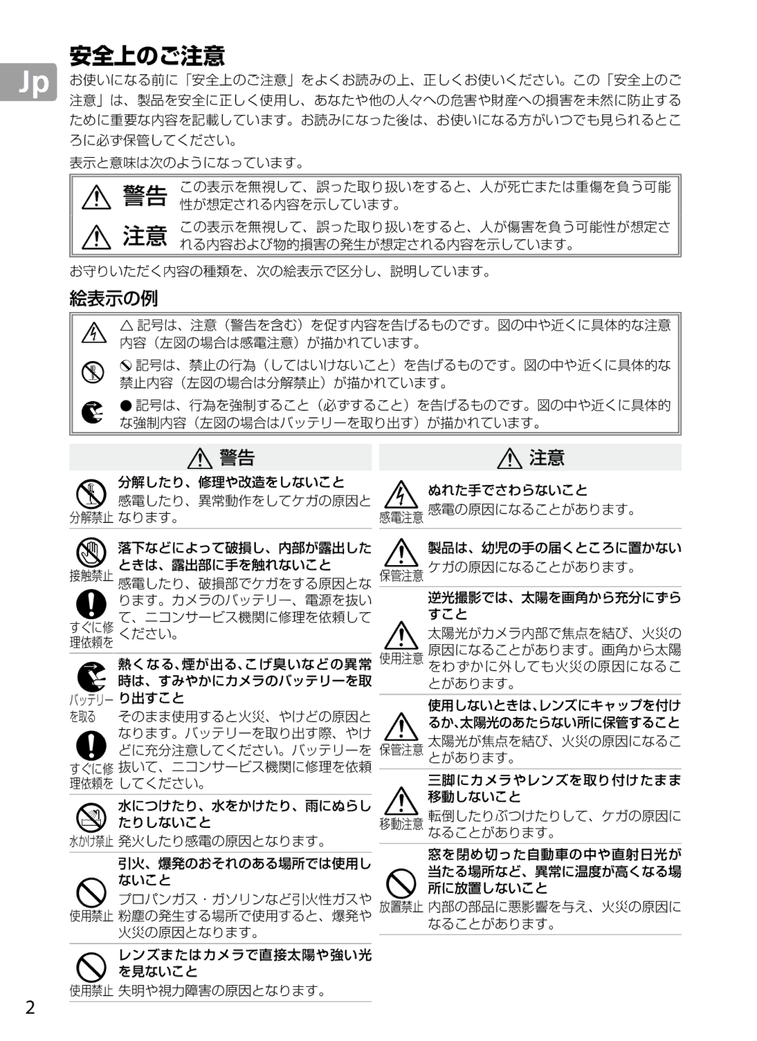 Nikon 2202 user manual 安全上のご注意 