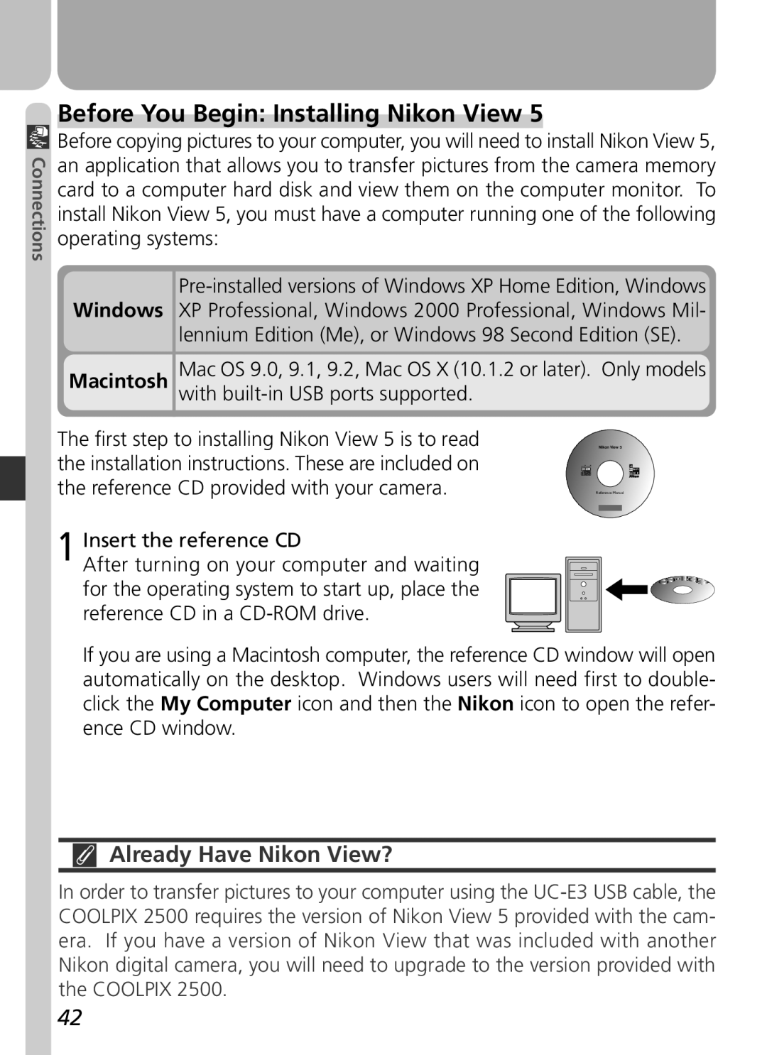 Nikon 2500 manual Before You Begin Installing Nikon View, Already Have Nikon View?, With built-in USB ports supported 