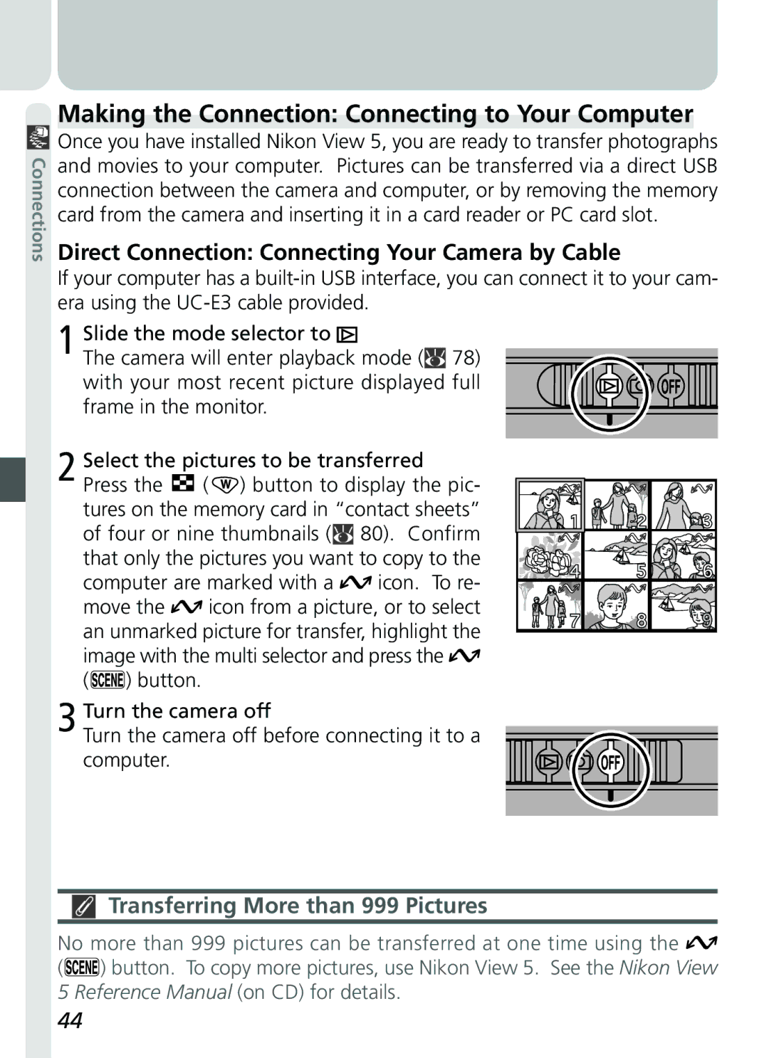 Nikon 2500 manual Making the Connection Connecting to Your Computer, Direct Connection Connecting Your Camera by Cable 