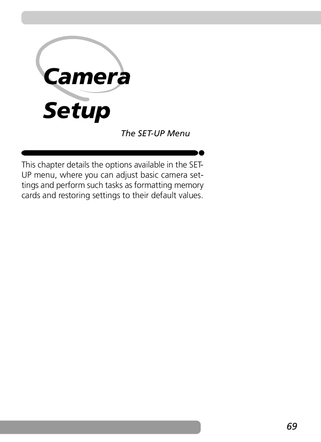 Nikon 2500 manual Camera Setup, SET-UP Menu 