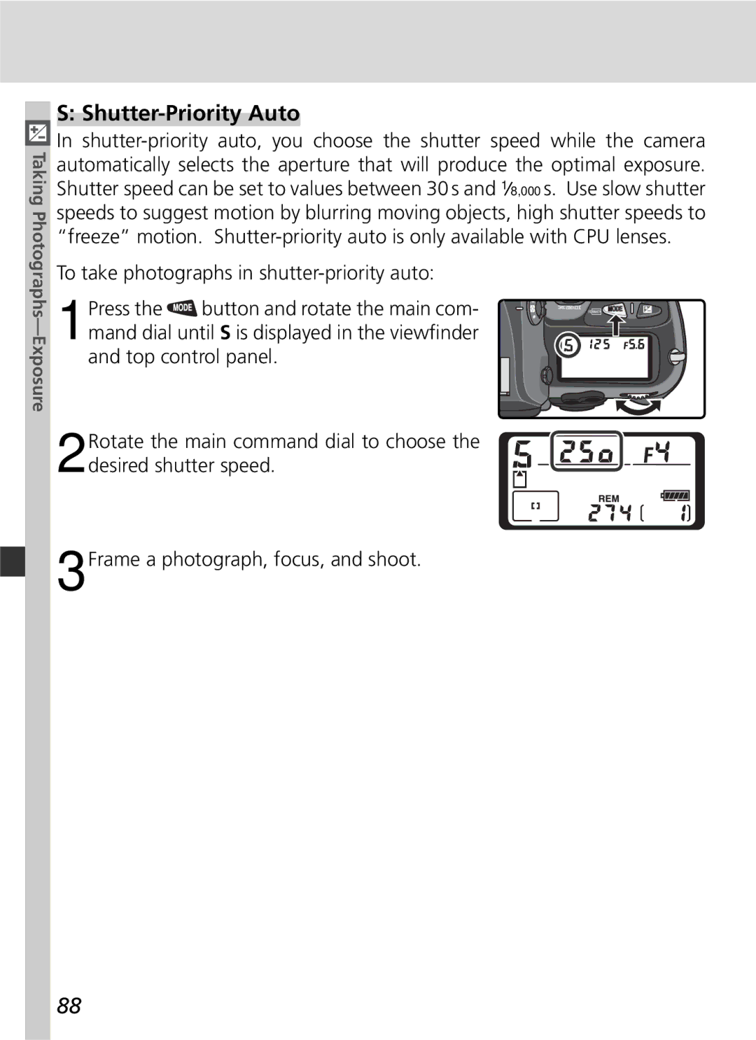 Nikon 25215 manual Shutter-Priority Auto 