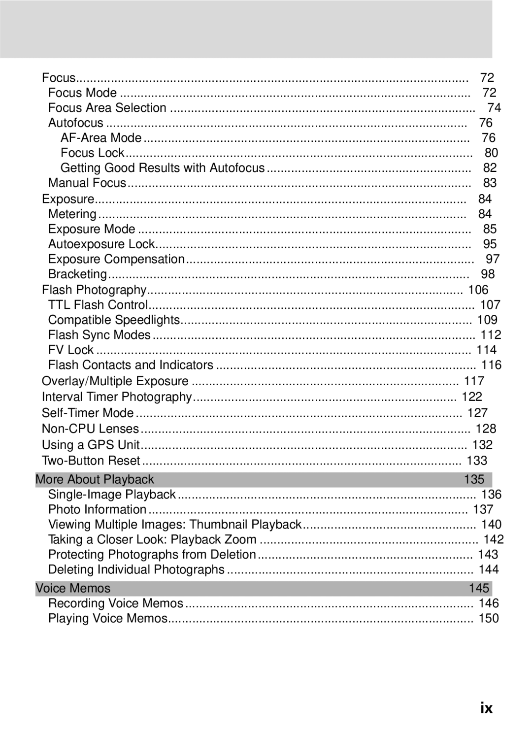 Nikon 25215 manual More About Playback 135, Voice Memos 145 