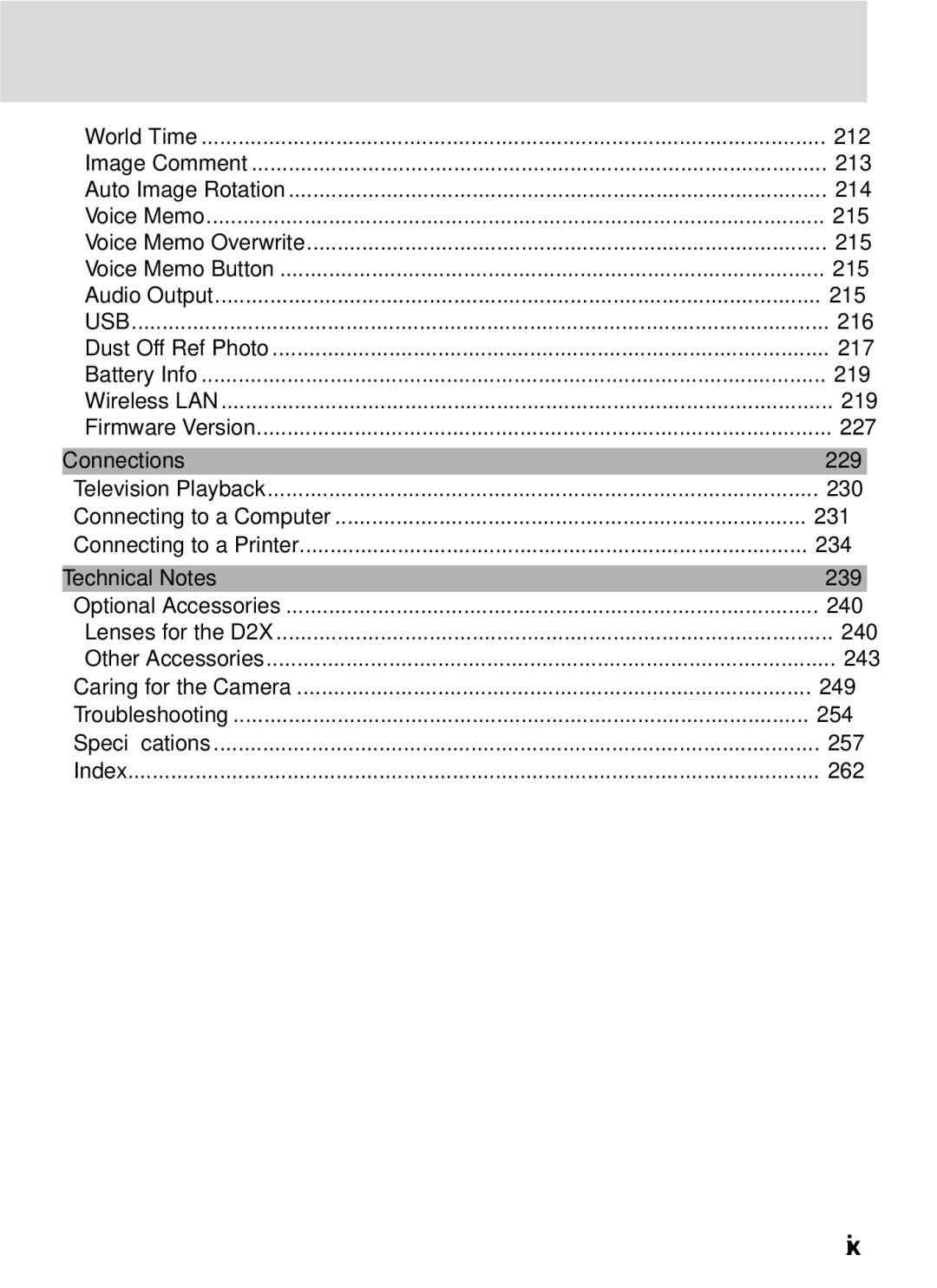 Nikon 25215 manual Connections 229, Technical Notes 239 