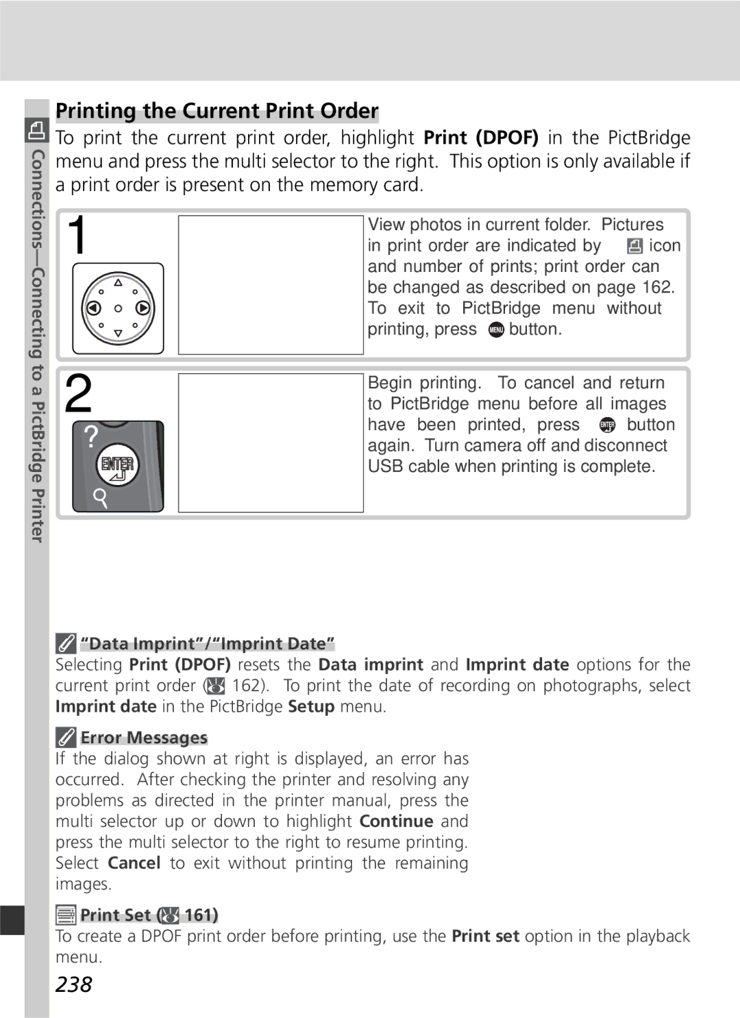 Nikon 25215 manual Printing the Current Print Order, 238 