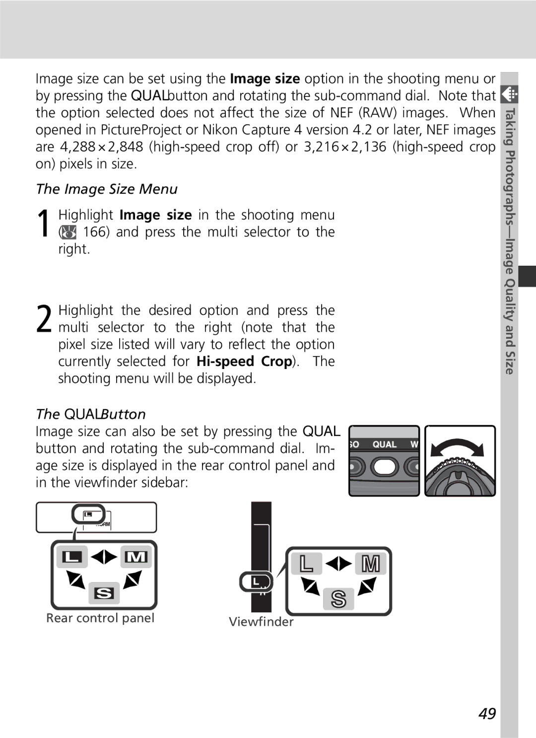 Nikon 25215 manual Image Size Menu, Highlight Image size in the shooting menu, Press the multi selector to 