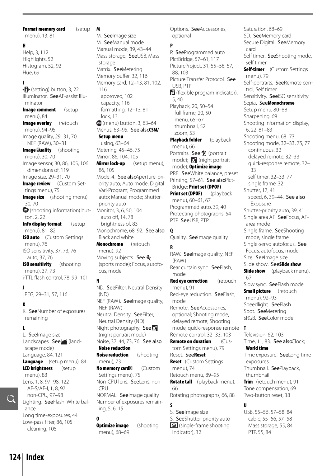 Nikon 25420 manual Image size shooting menu, 30 