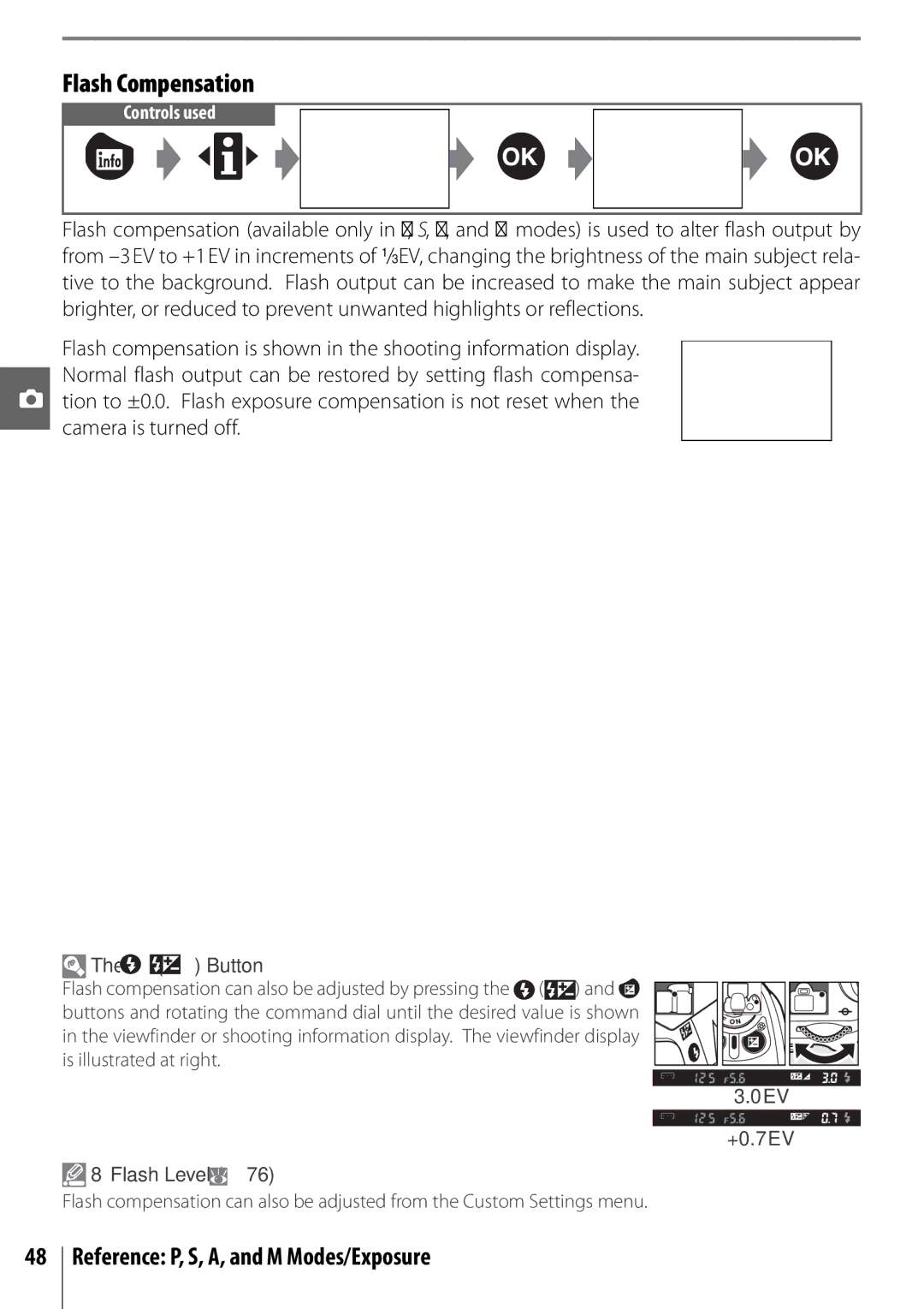 Nikon 25420 manual Flash Compensation, Flash Level 