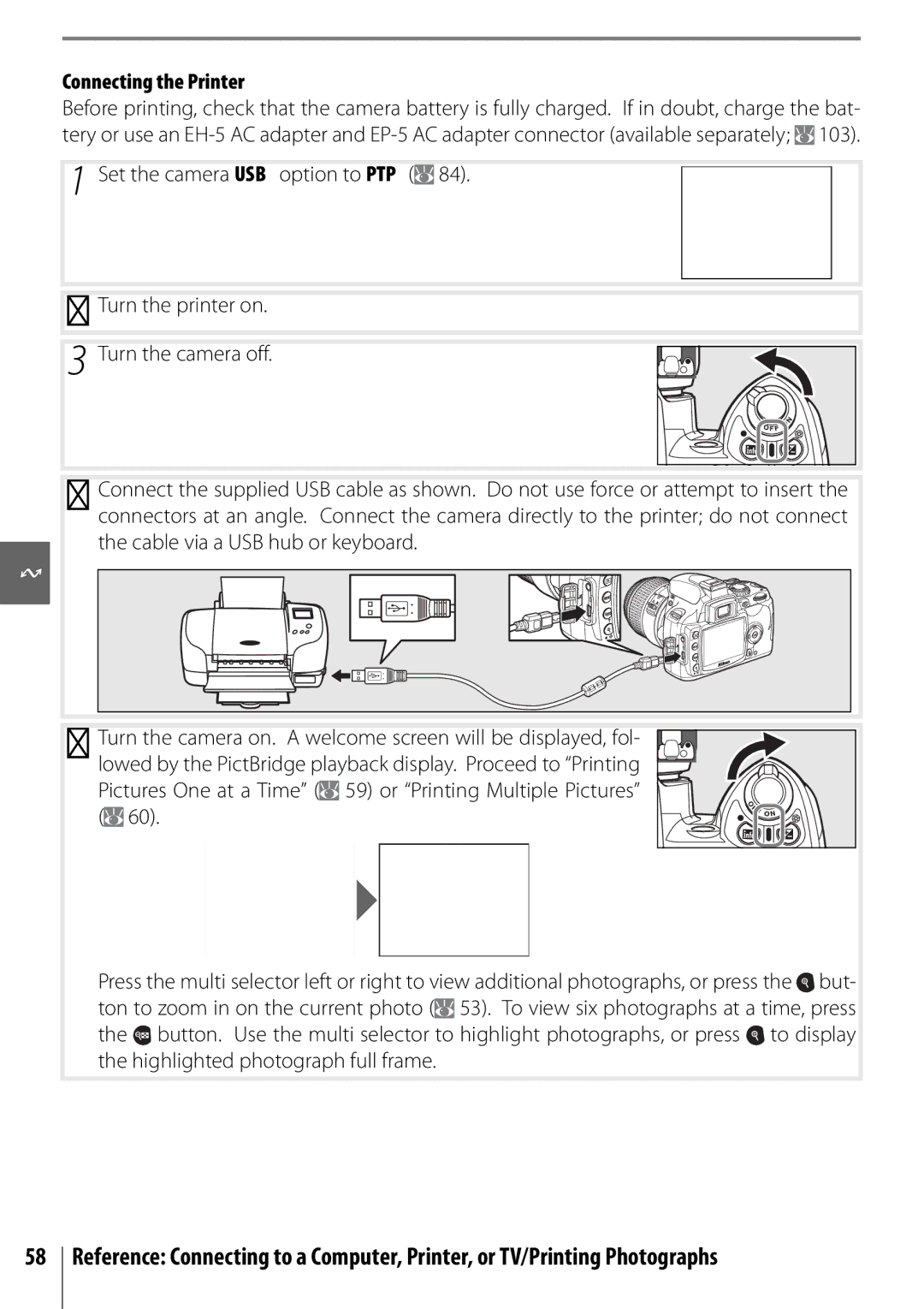 Nikon 25420 manual Connecting the Printer 