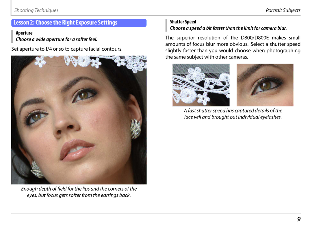 Nikon 25498B manual Lesson 2 Choose the Right Exposure Settings, Aperture, Shutter Speed 