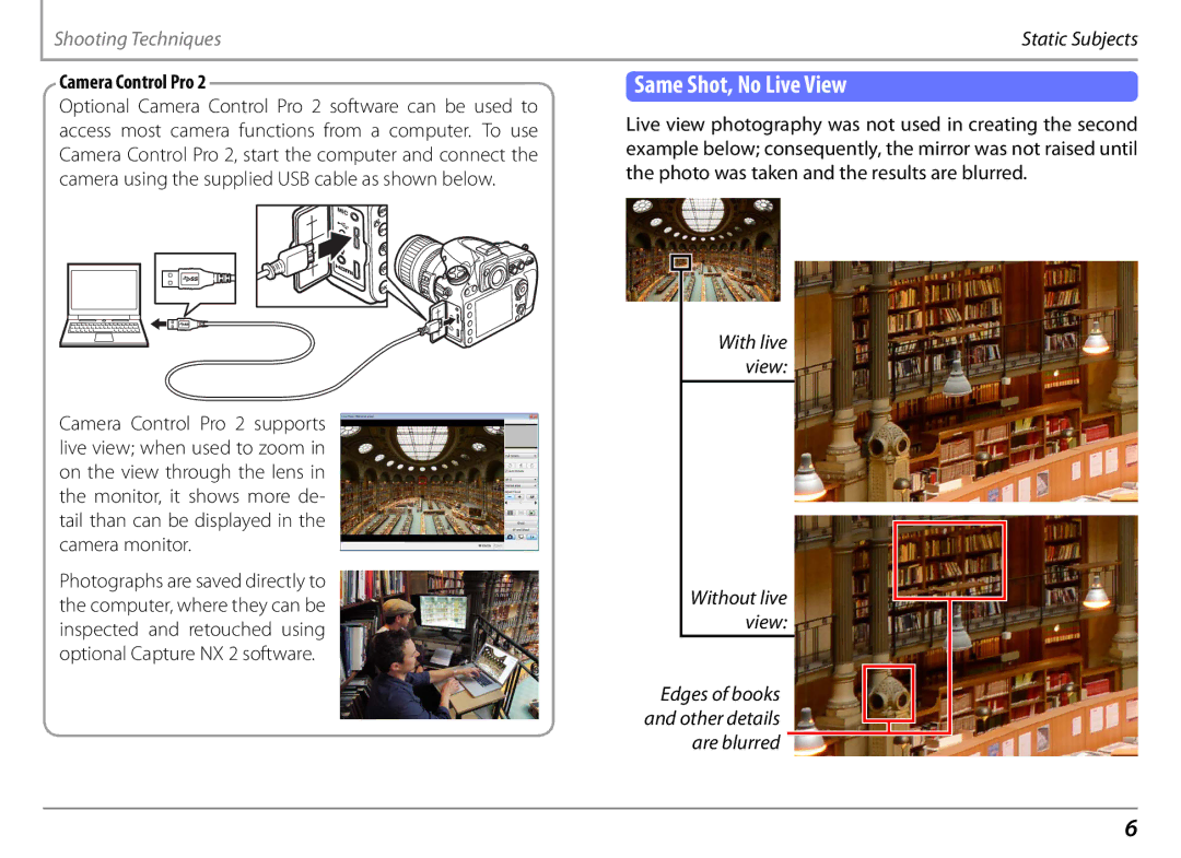 Nikon 25498B manual Same Shot, No Live View, Camera Control Pro 