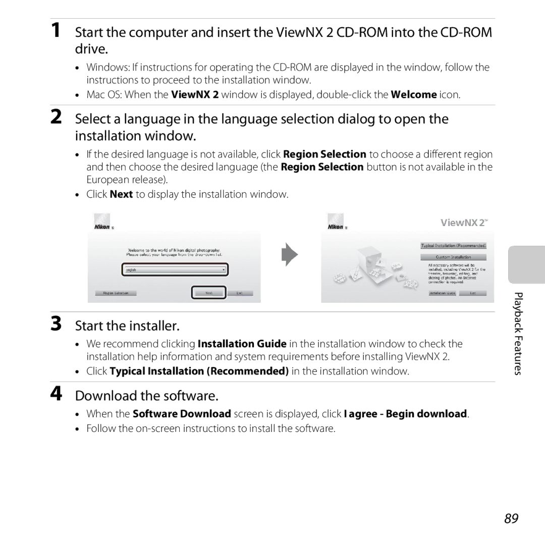 Nikon COOLPIXS5200PLUMKIT, 26377, COOLPIXS5200RED, COOLPIXS5200BLK manual Start the installer, Download the software 