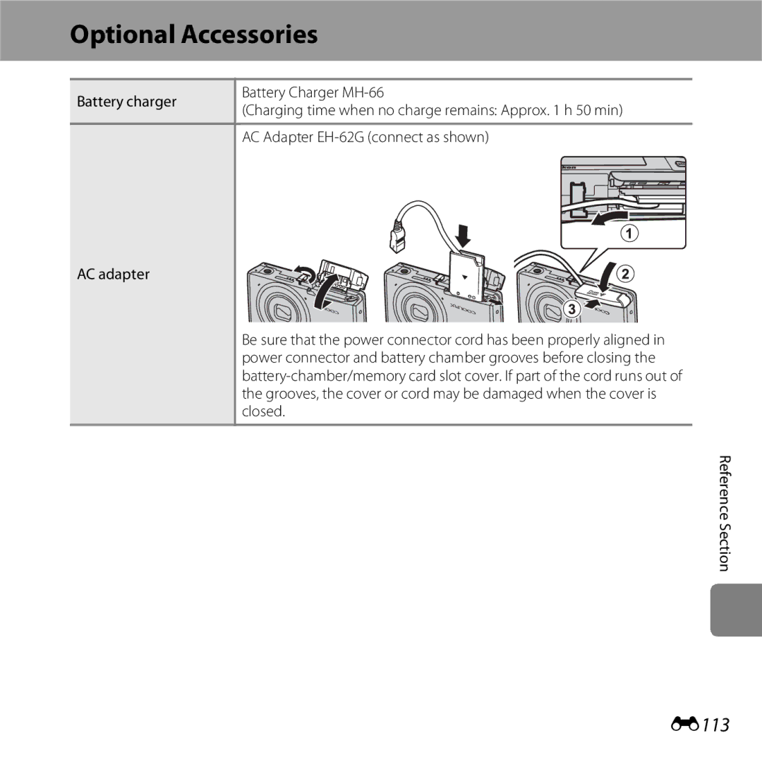 Nikon COOLPIXS5200BLK, 26377, COOLPIXS5200PLUMKIT, COOLPIXS5200RED manual Optional Accessories, E113 