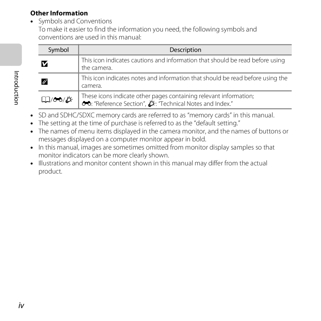 Nikon 26377, COOLPIXS5200PLUM, COOLPIXS5200RED Other Information, Symbol, Reference Section, F Technical Notes and Index 