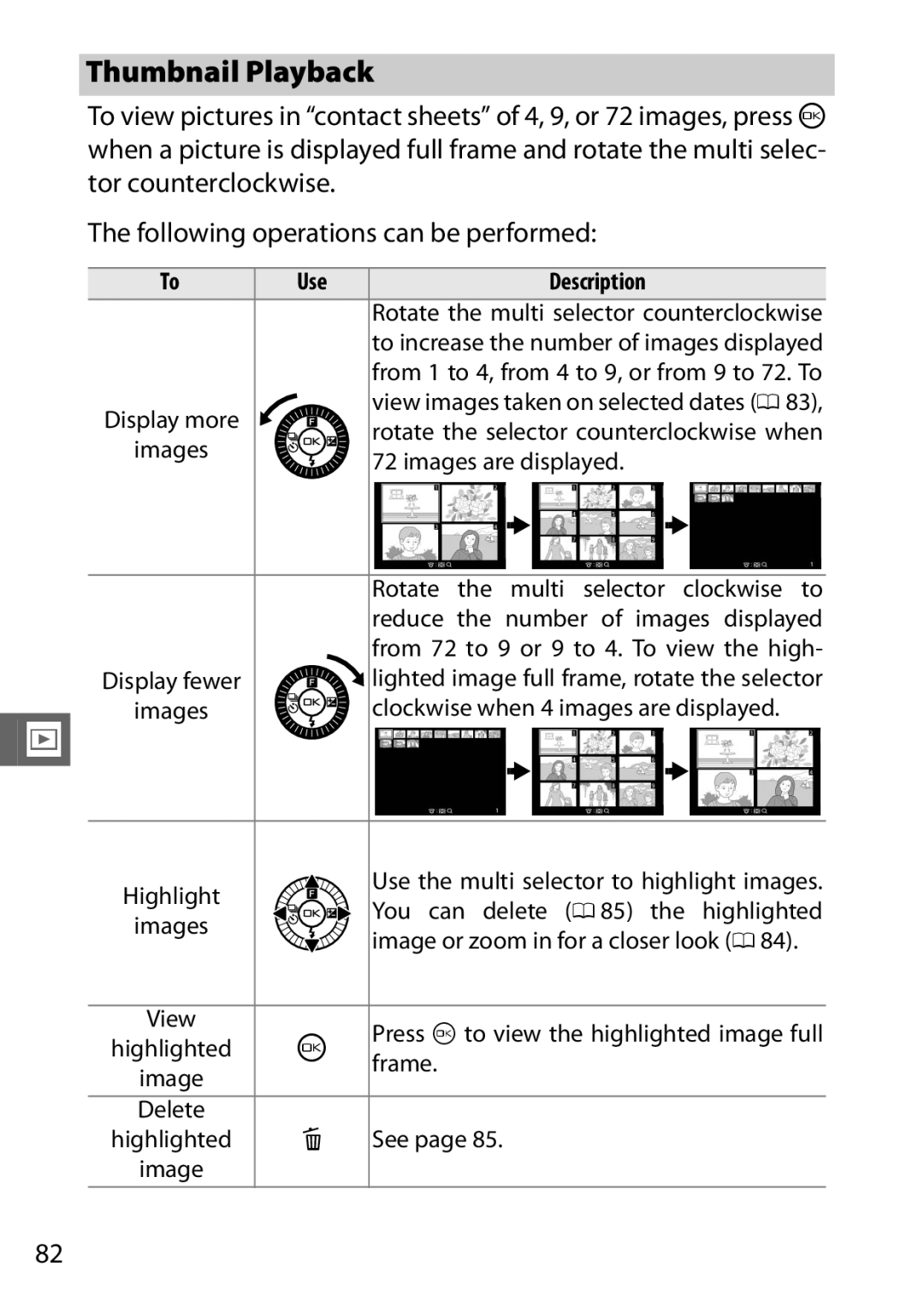 Nikon 27631, 27619, S1 White, S1 Red, 27629 manual Thumbnail Playback, Use Description 