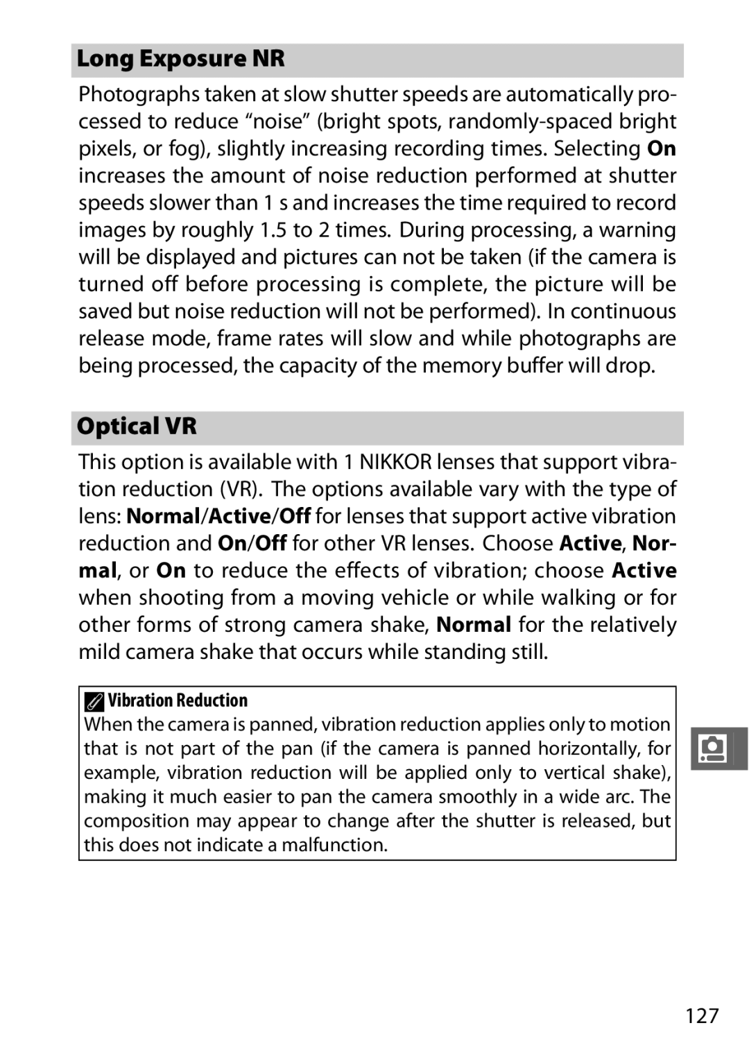 Nikon S1 Red, 27631, 27619, S1 White, 27629 manual Long Exposure NR, Optical VR, 127, AVibration Reduction 