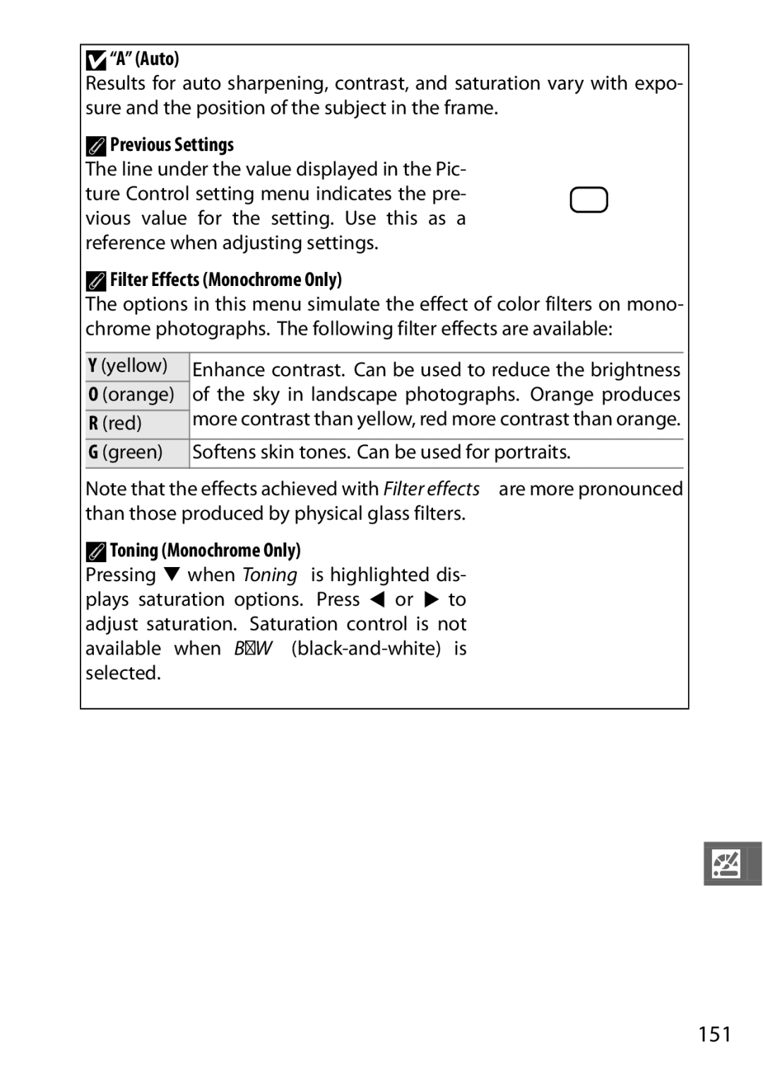 Nikon S1 Red, 27631, 27619, 27629 151, DA Auto, APrevious Settings, AFilter Effects Monochrome Only, AToning Monochrome Only 