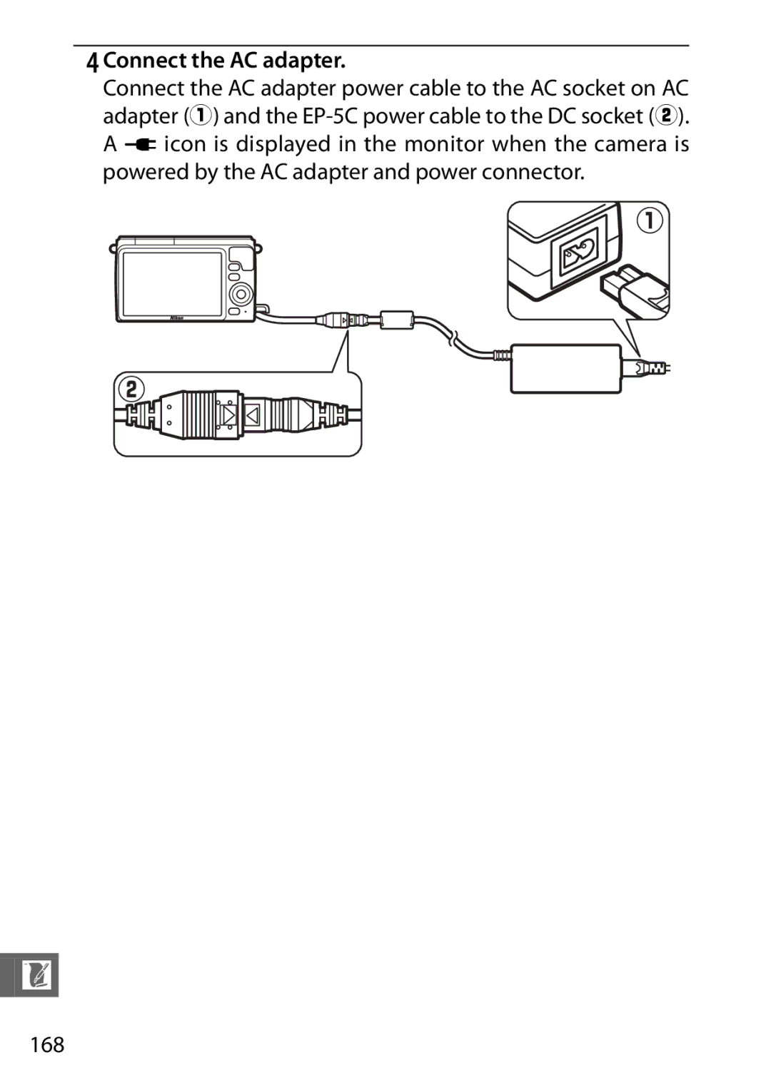 Nikon S1 White, 27631, 27619, S1 Red, 27629 manual Connect the AC adapter 