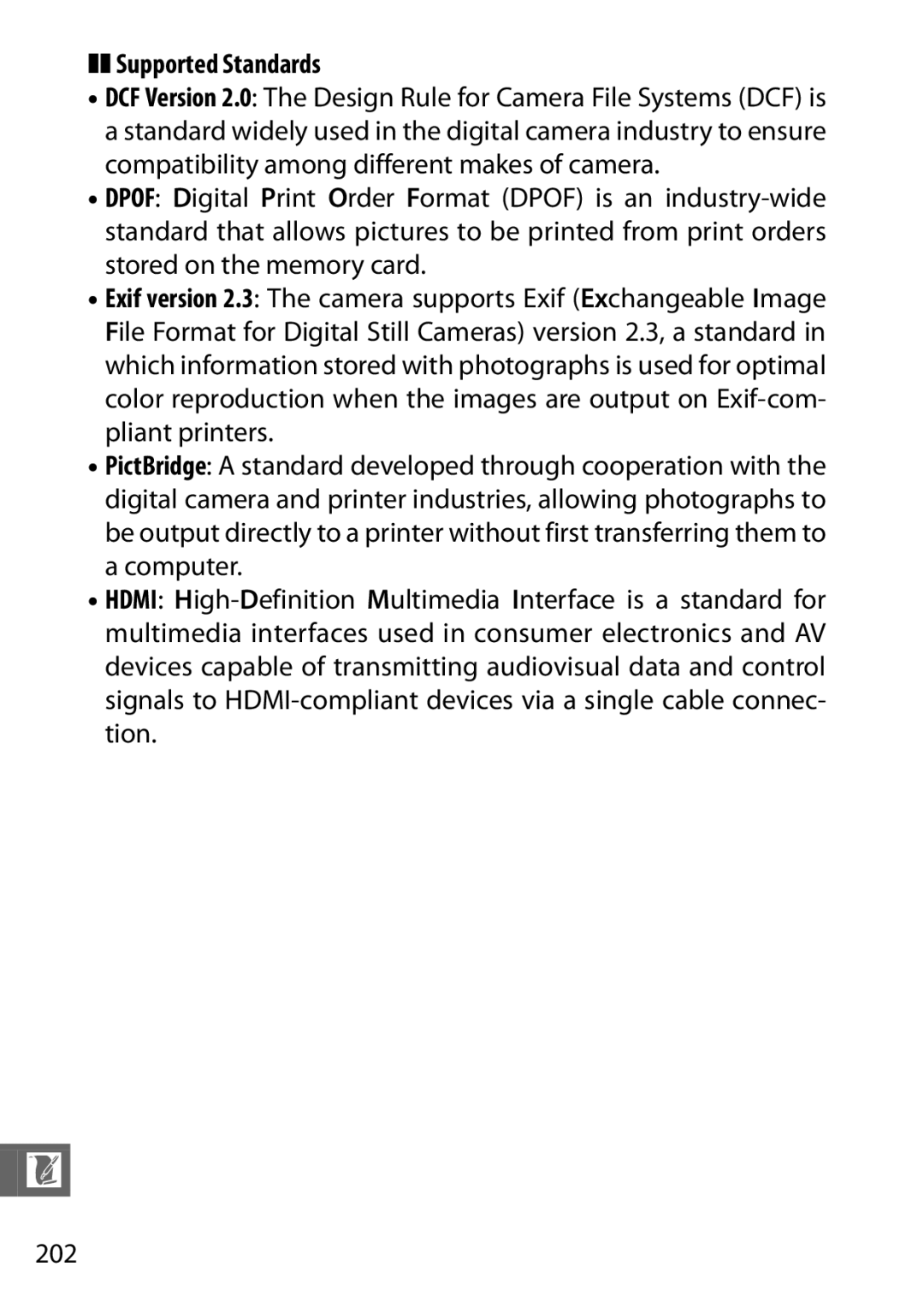 Nikon 27631, 27619, S1 White, S1 Red, 27629 manual Supported Standards 