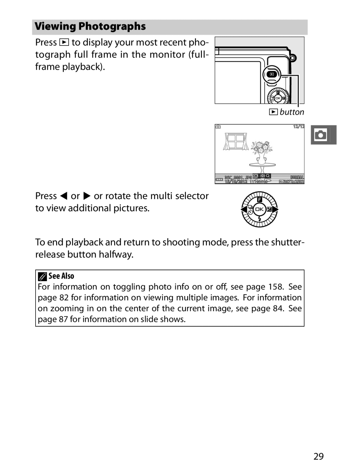 Nikon 27619, 27631, S1 White, S1 Red, 27629 manual Viewing Photographs, ASee Also 