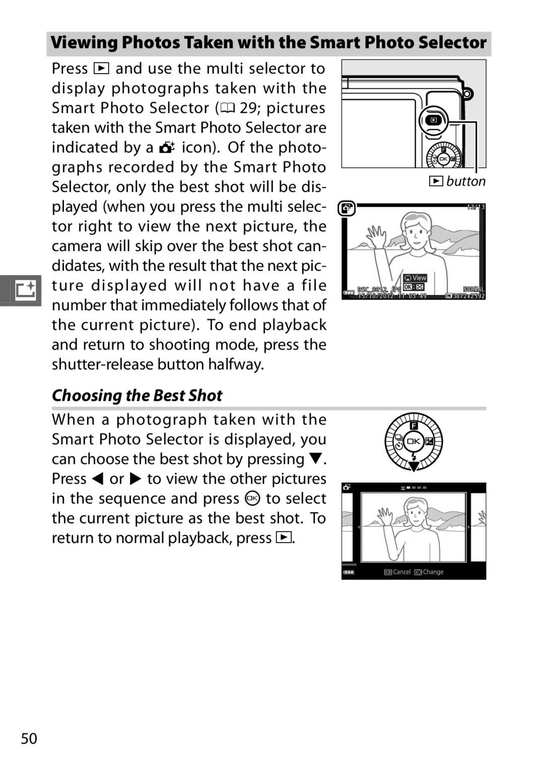 Nikon 27631, 27619, S1 White, S1 Red, 27629 Viewing Photos Taken with the Smart Photo Selector, Choosing the Best Shot 