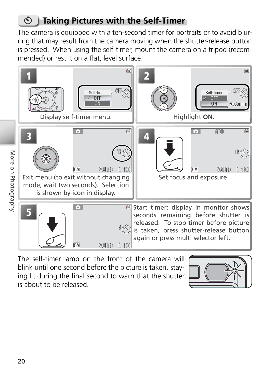 Nikon 27706, 27698, 27697, 27699, 27696 manual Taking Pictures with the Self-Timer 