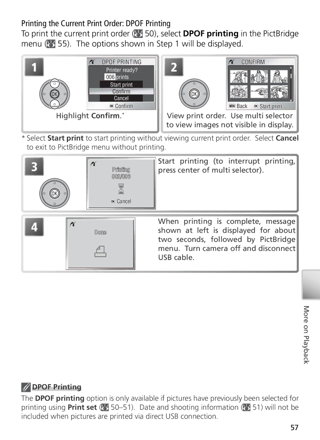 Nikon 27697, 27706, 27698, 27699, 27696 manual Dpof Printing 