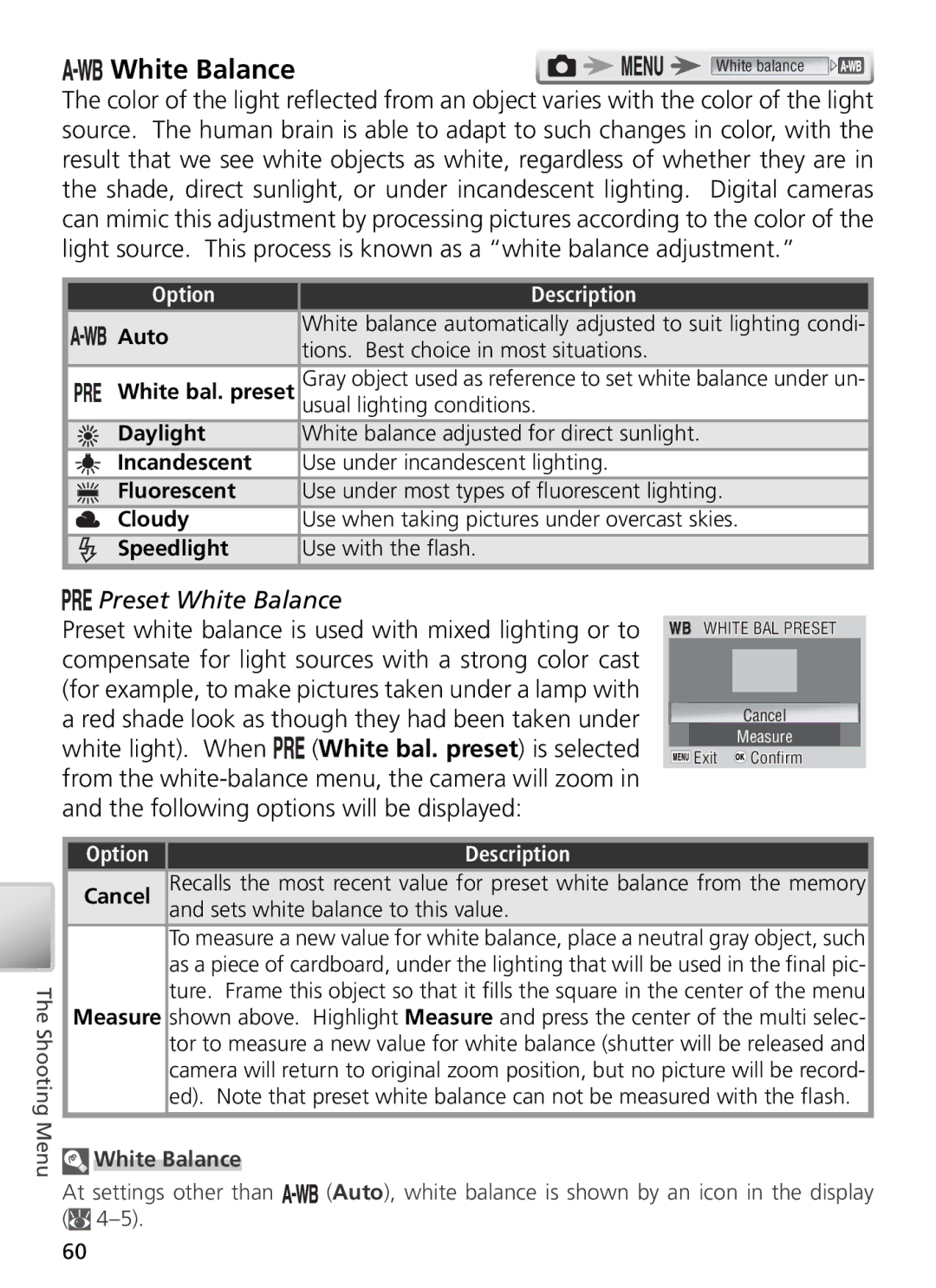 Nikon 27706, 27698, 27697, 27699, 27696 manual Preset White Balance 