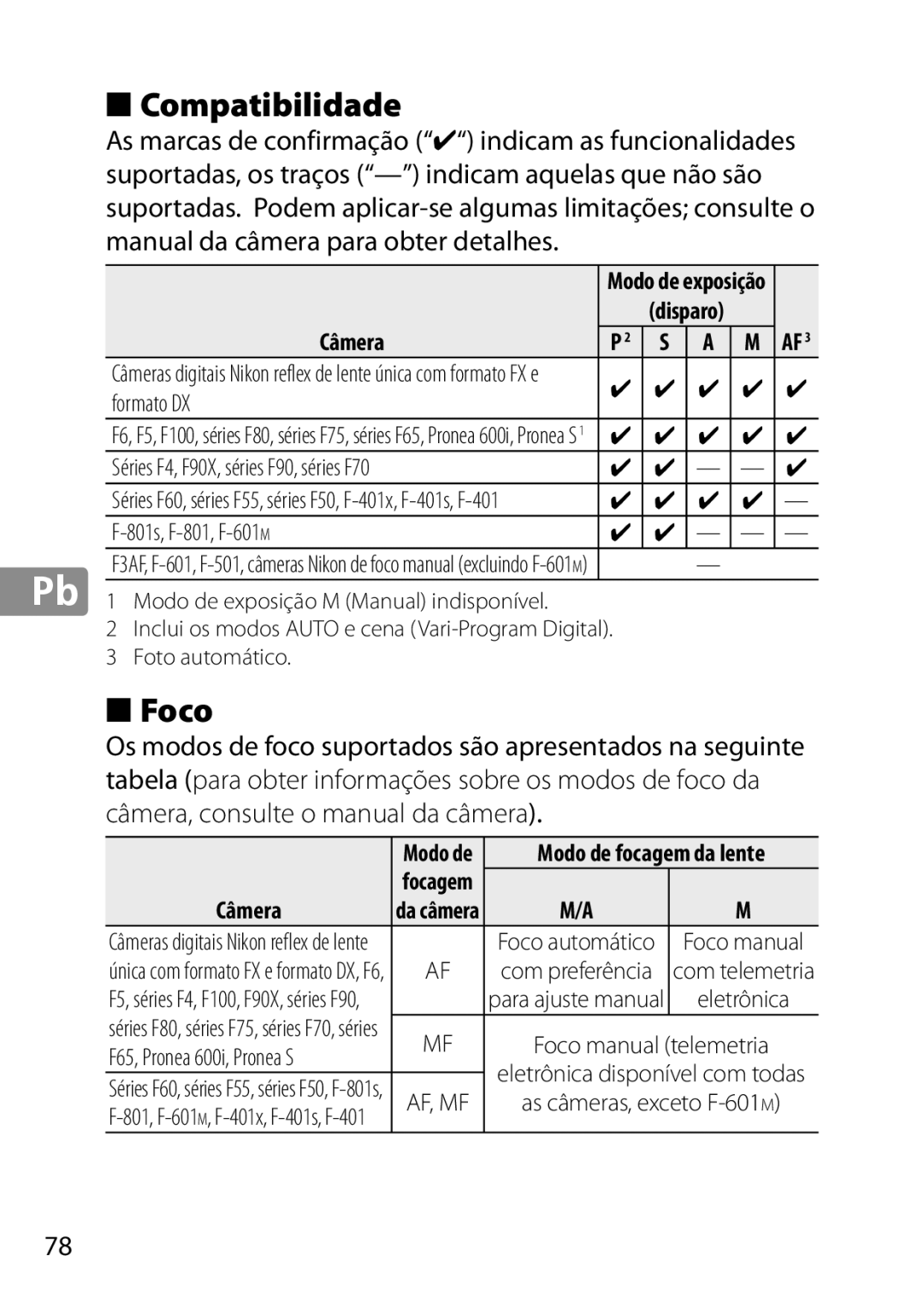 Nikon 28mmf18G, 2203, 28mm f/1.8G user manual Foco, Disparo Câmera, Séries F4, F90X, séries F90, séries F70, Foto automático 