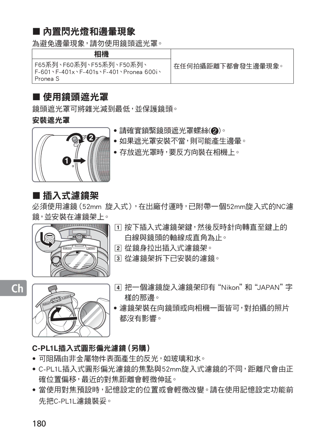 Nikon 300mm f/2.8G ED VR II, 2186 manual 內置閃光燈和邊暈現象, 180 