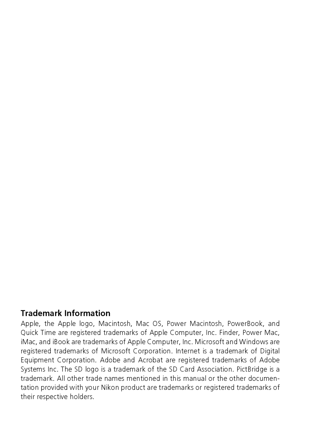 Nikon 3200 2200 manual Trademark Information 