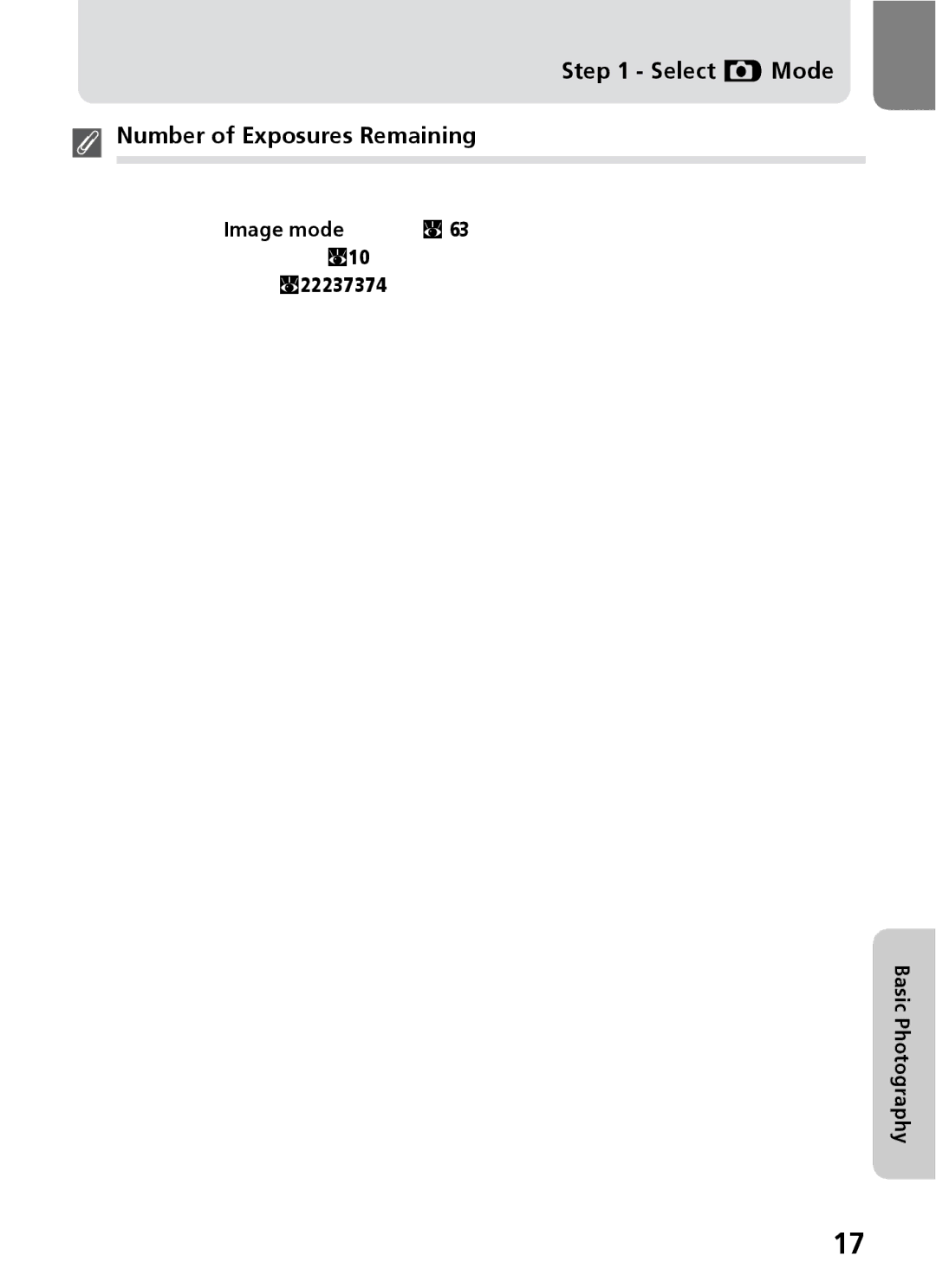 Nikon 3200 2200 manual Select P Mode Number of Exposures Remaining, Basic Photography 