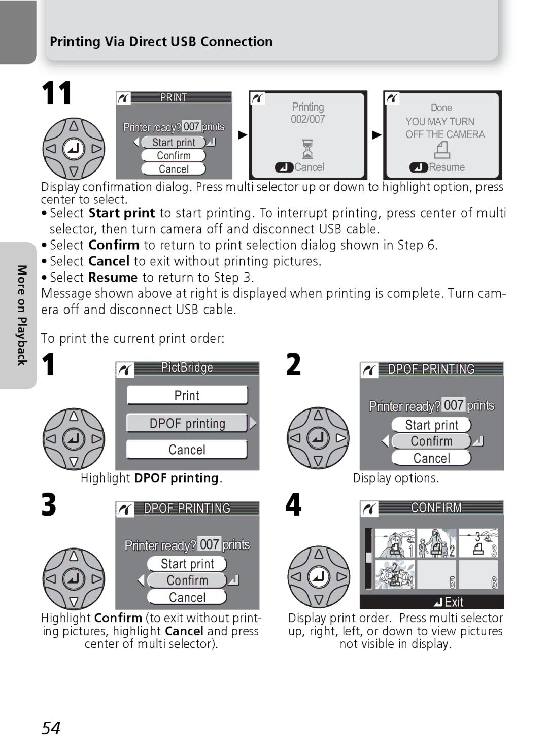 Nikon 3200 2200 manual PictBridge Print, Highlight Dpof printing, Dpof Printing, Printer ready? 007 prints 