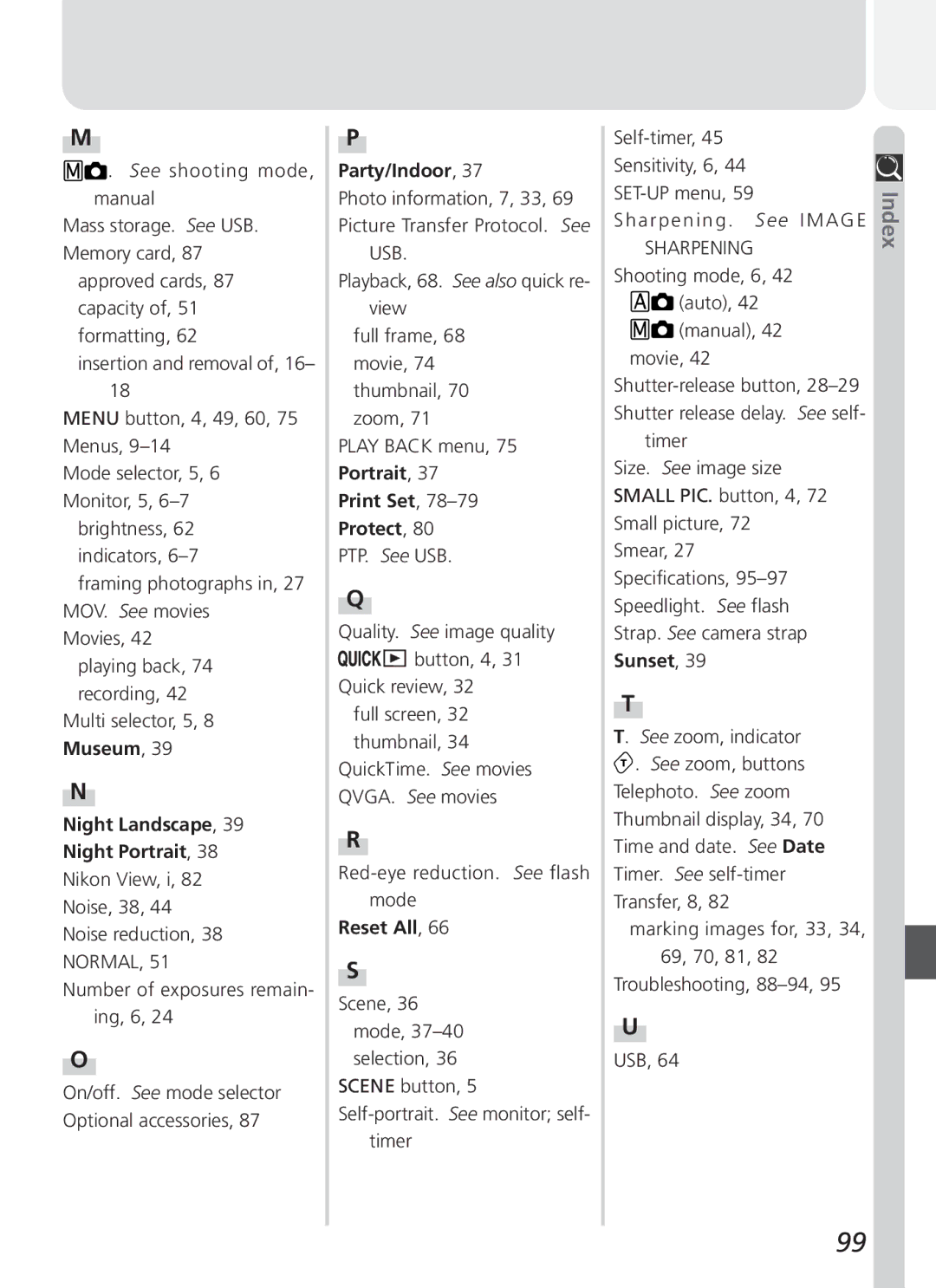 Nikon 3500 manual Index 