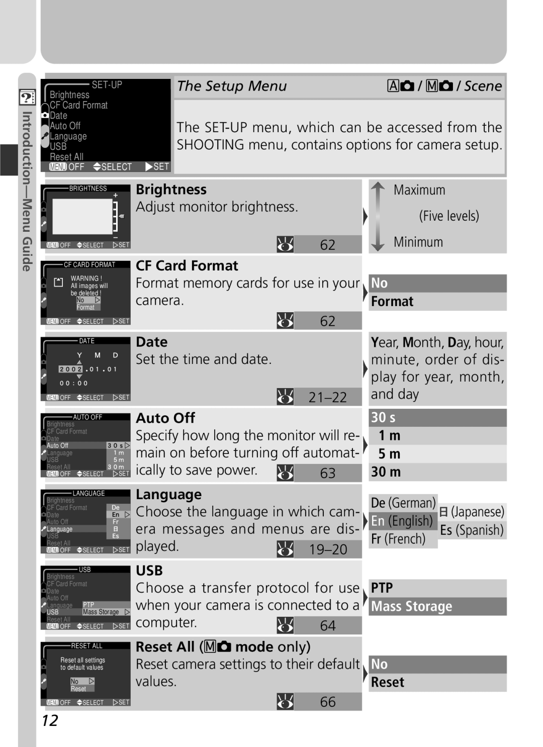 Nikon 3500 manual Setup Menu, 30 s, Mass Storage 