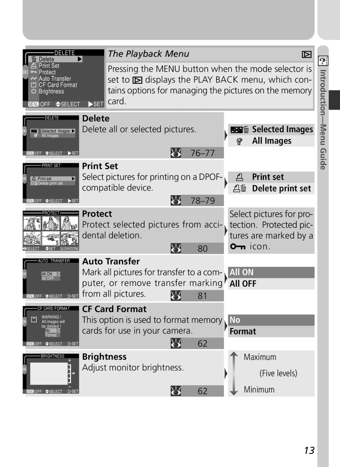 Nikon 3500 manual Playback Menu, All on 