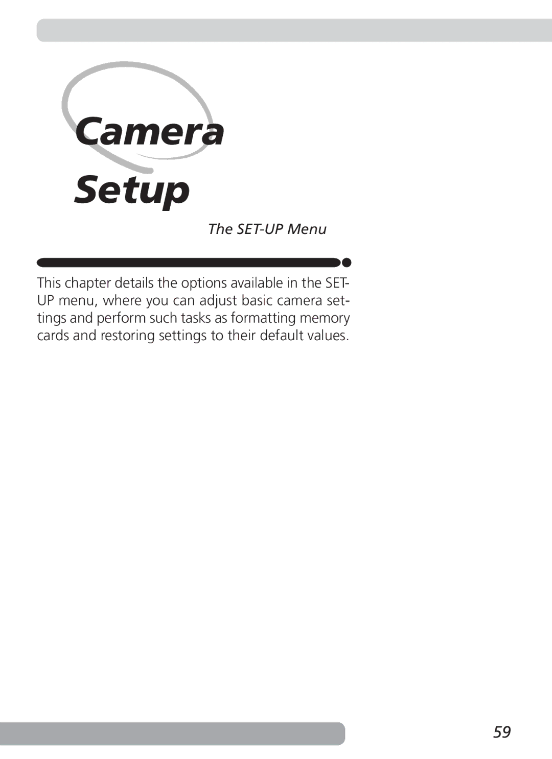 Nikon 3500 manual Camera Setup, SET-UP Menu 