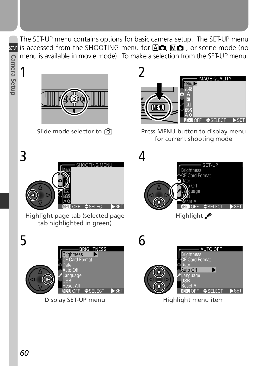 Nikon 3500 manual Camera Setup 