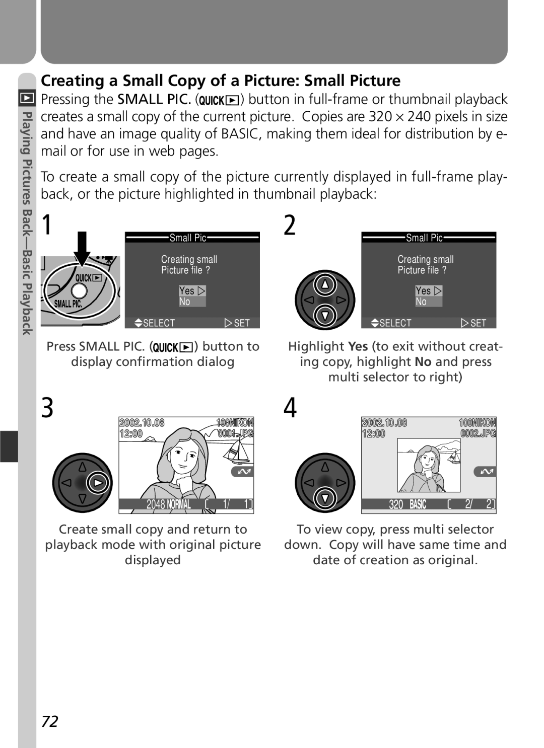 Nikon 3500 manual Creating a Small Copy of a Picture Small Picture 