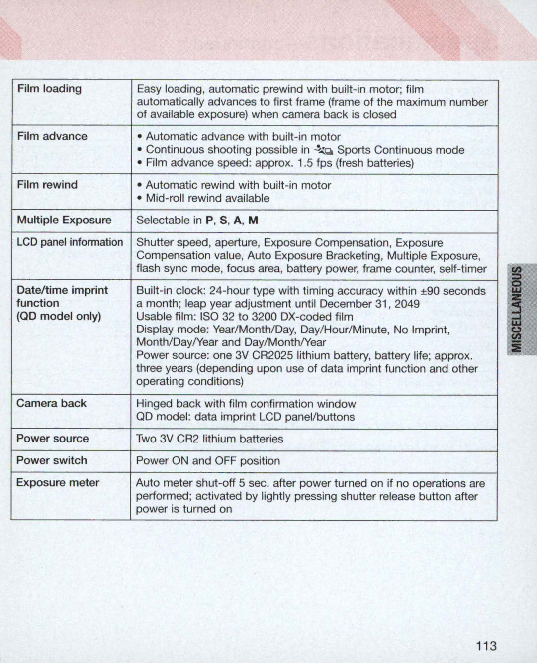 Nikon 55, 3699, 3700 instruction manual 113 