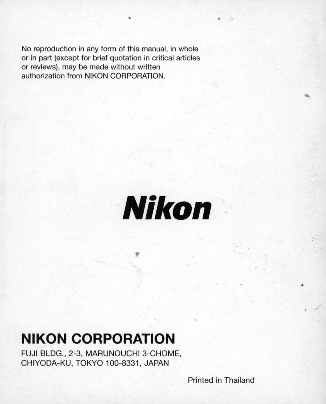 Nikon 3699, 3700, 55 instruction manual Nikon 