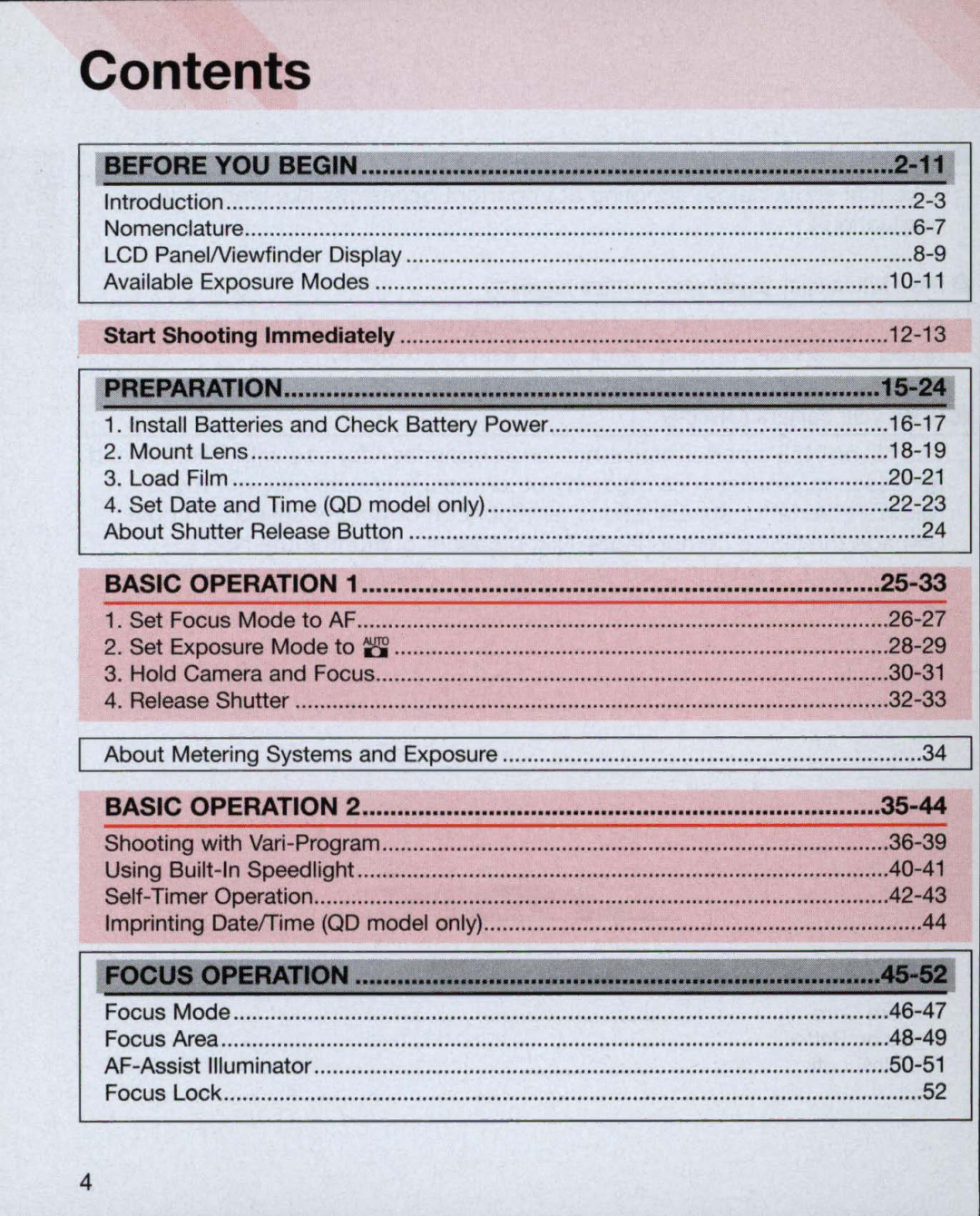 Nikon 3700, 3699, 55 instruction manual Contents 